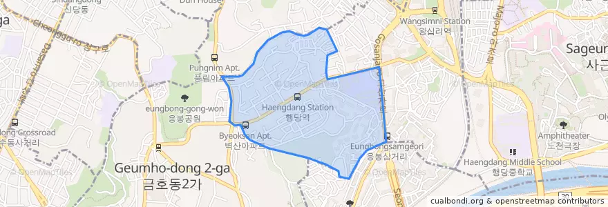 Mapa de ubicacion de 행당2동.