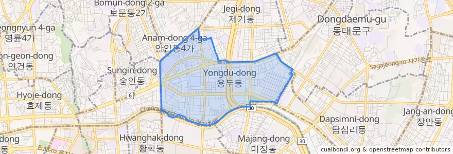 Mapa de ubicacion de 용신동.