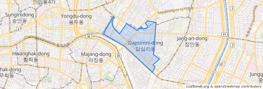 Mapa de ubicacion de Dapsimni 1(il)-dong.