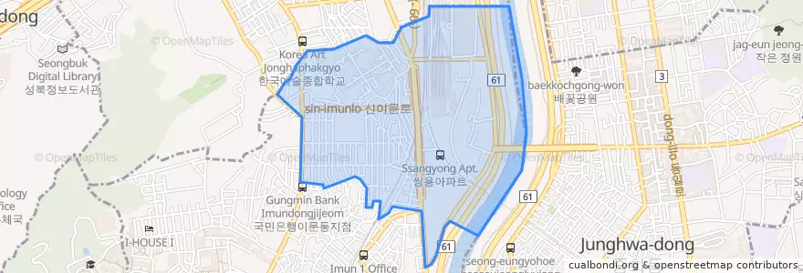 Mapa de ubicacion de 이문1동.