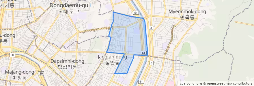 Mapa de ubicacion de 장안2동.