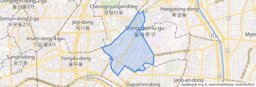 Mapa de ubicacion de 전농1동.