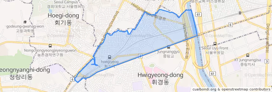 Mapa de ubicacion de 휘경1동.