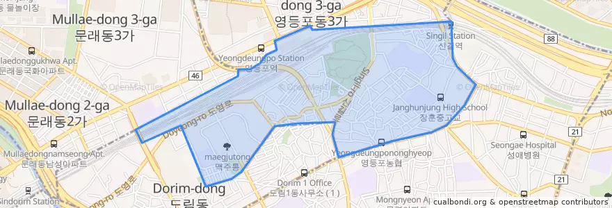 Mapa de ubicacion de 영등포본동.