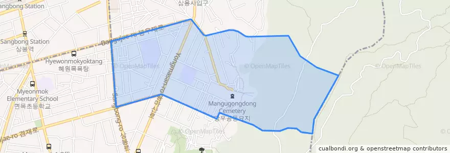 Mapa de ubicacion de 망우3동.