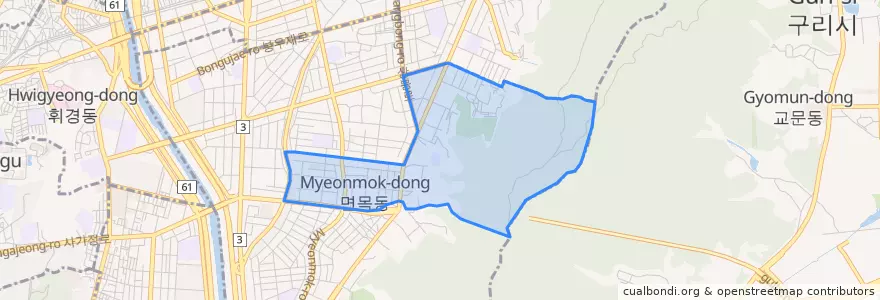 Mapa de ubicacion de Myeonmok 3·8(sam·pal)-dong.