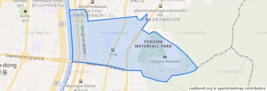 Mapa de ubicacion de 면목4동.