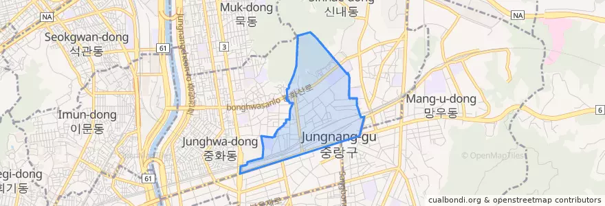 Mapa de ubicacion de 상봉1동.