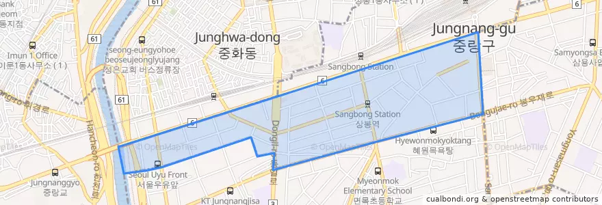 Mapa de ubicacion de 상봉2동.