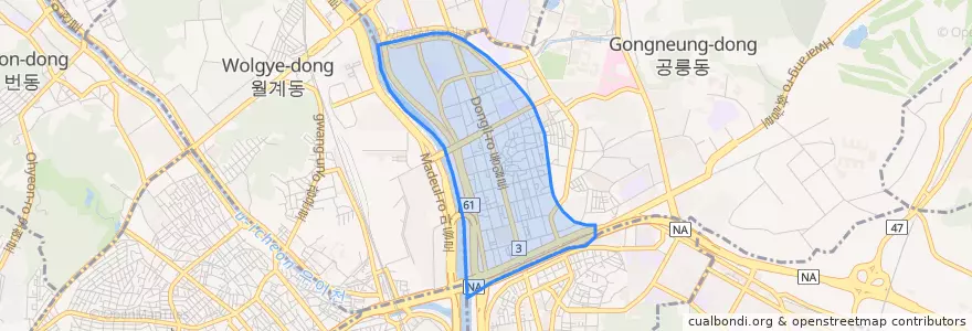 Mapa de ubicacion de 공릉1동.