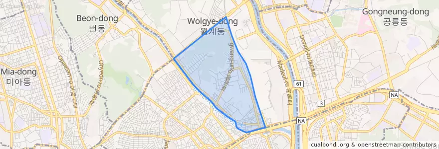 Mapa de ubicacion de 월계1동.