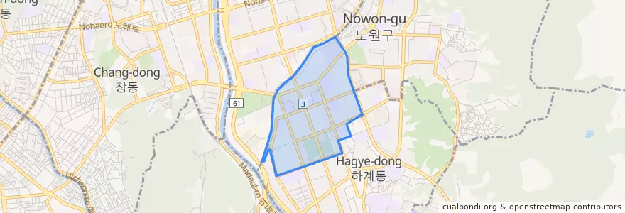 Mapa de ubicacion de Junggye 2·3(i·sam)-dong.