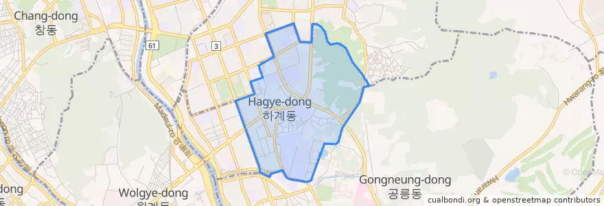 Mapa de ubicacion de 하계1동.