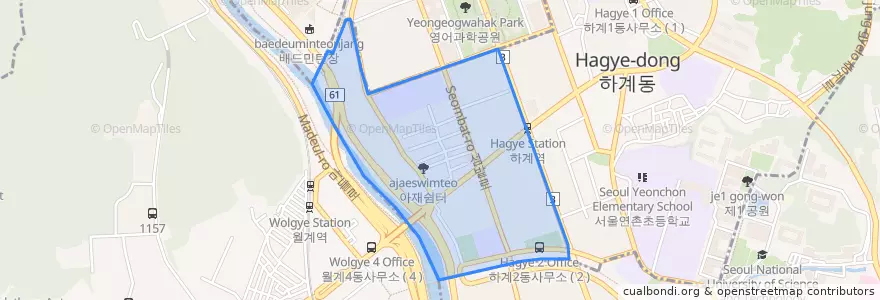 Mapa de ubicacion de 하계2동.