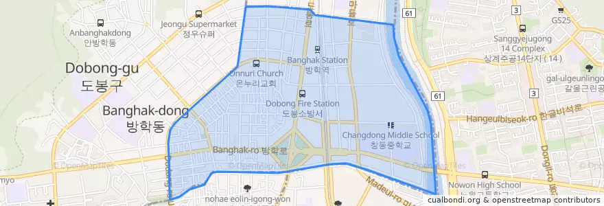 Mapa de ubicacion de 방학1동.