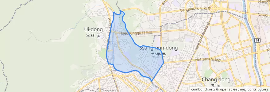 Mapa de ubicacion de 쌍문1동.