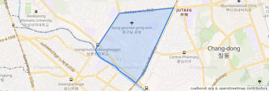 Mapa de ubicacion de 쌍문3동.