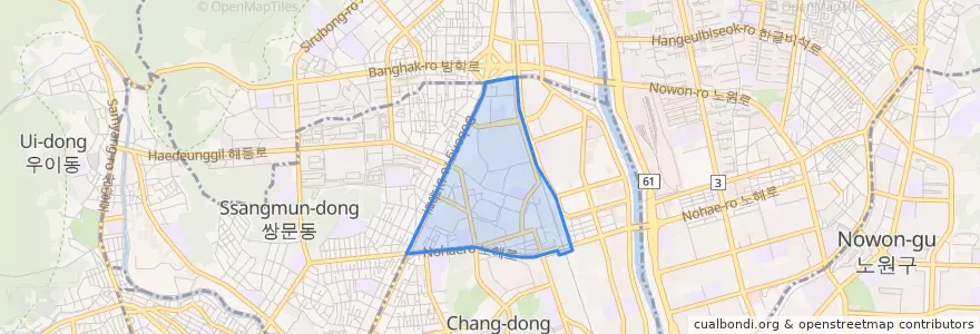 Mapa de ubicacion de 창5동.