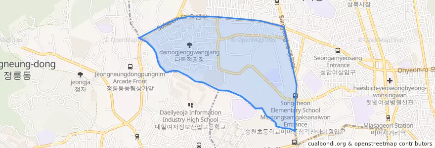 Mapa de ubicacion de 삼각산동.
