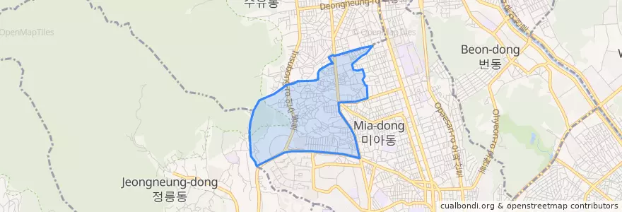 Mapa de ubicacion de 삼양동.