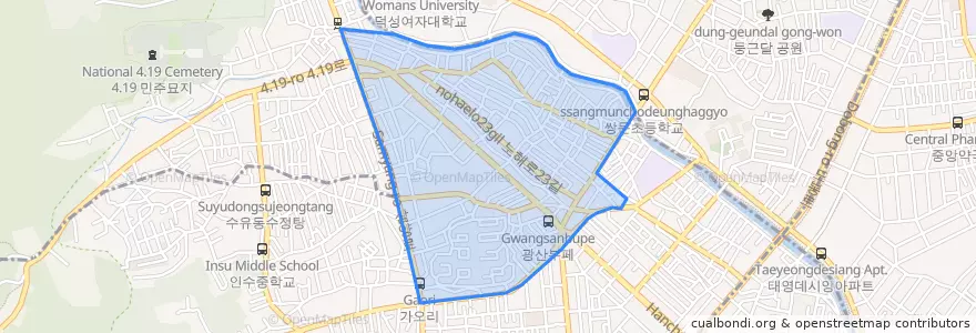 Mapa de ubicacion de 수유2동.