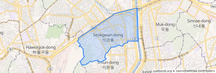 Mapa de ubicacion de 석관동.