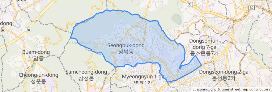 Mapa de ubicacion de 성북동.