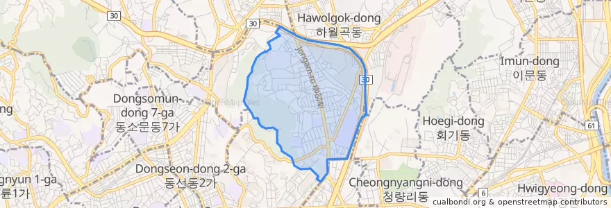 Mapa de ubicacion de 종암동.