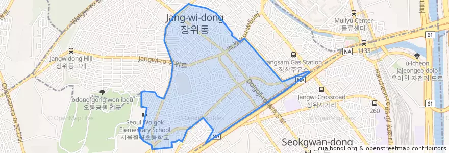 Mapa de ubicacion de 장위2동.