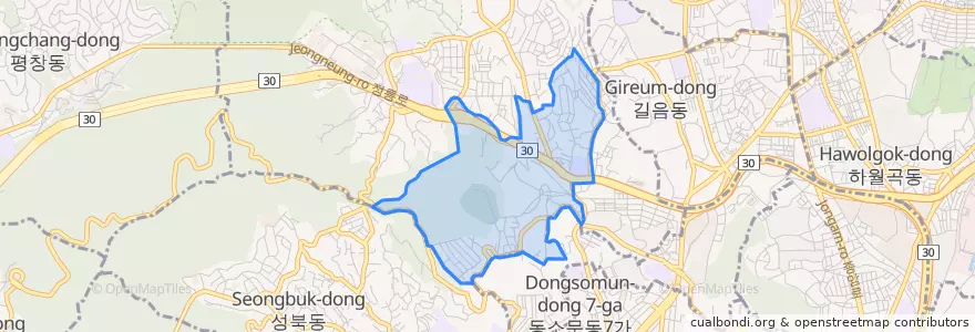 Mapa de ubicacion de 정릉2동.