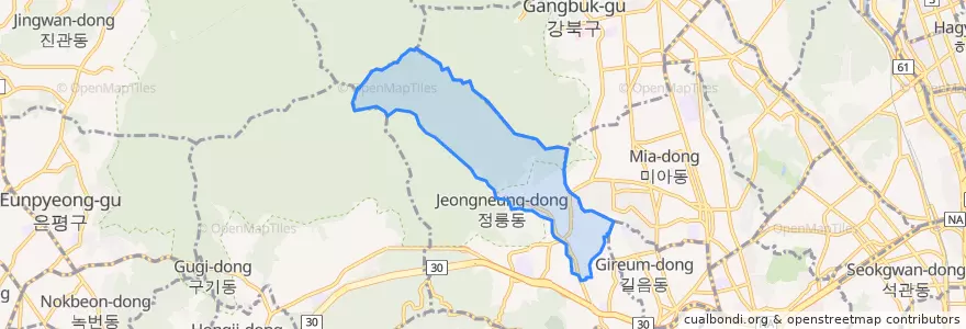 Mapa de ubicacion de 정릉4동.