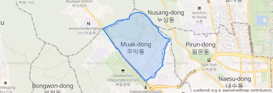 Mapa de ubicacion de 무악동.