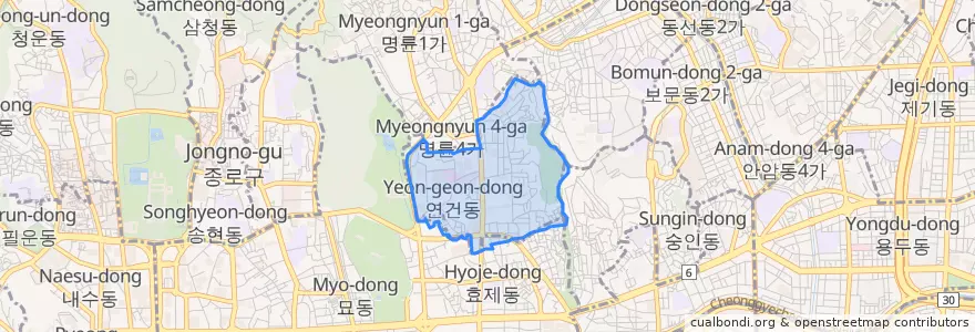 Mapa de ubicacion de 이화동.