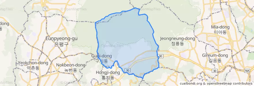 Mapa de ubicacion de 평창동.