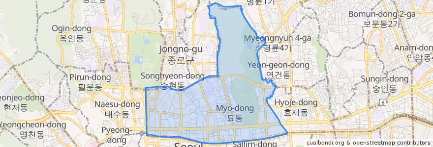 Mapa de ubicacion de 종로1·2·3·4가동.