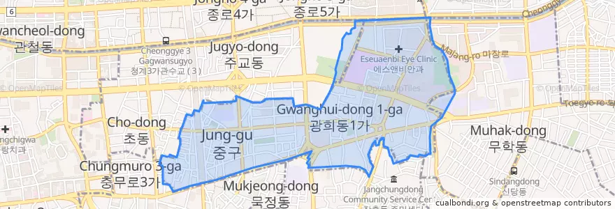 Mapa de ubicacion de 광희동.