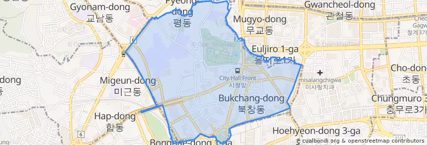 Mapa de ubicacion de 소공동.