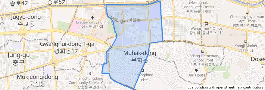 Mapa de ubicacion de 신당동.