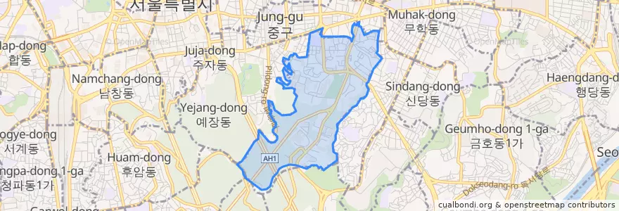 Mapa de ubicacion de 장충동.