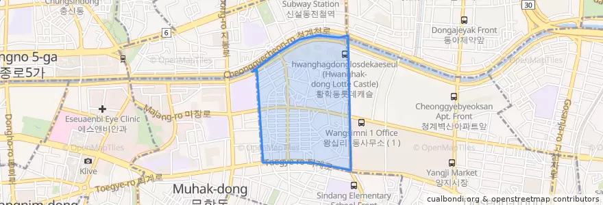 Mapa de ubicacion de 황학동.