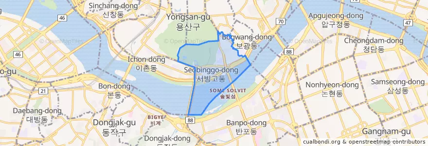 Mapa de ubicacion de 서빙고동.