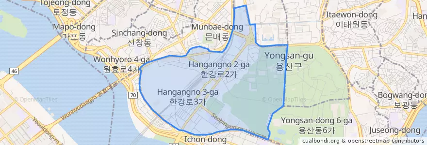 Mapa de ubicacion de 한강로동.