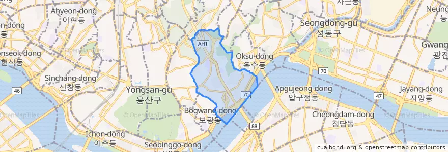 Mapa de ubicacion de 한남동.