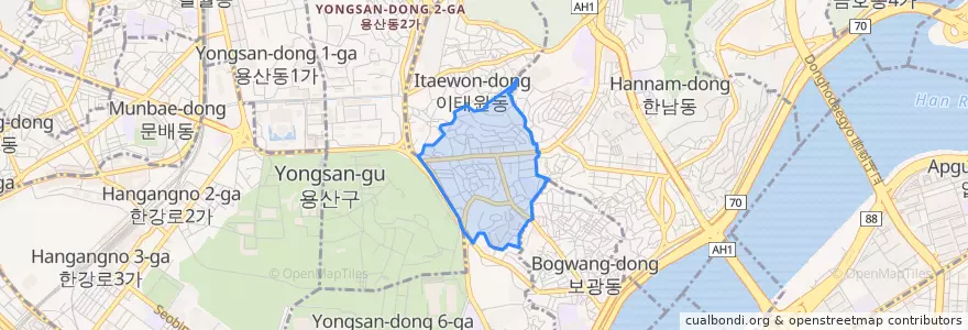 Mapa de ubicacion de Itaewon 1(il)-dong.