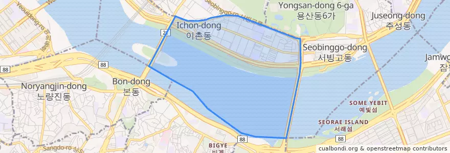 Mapa de ubicacion de Ichon 1(il)-dong.