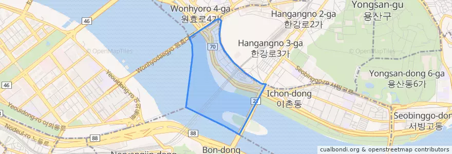 Mapa de ubicacion de 이촌2동.