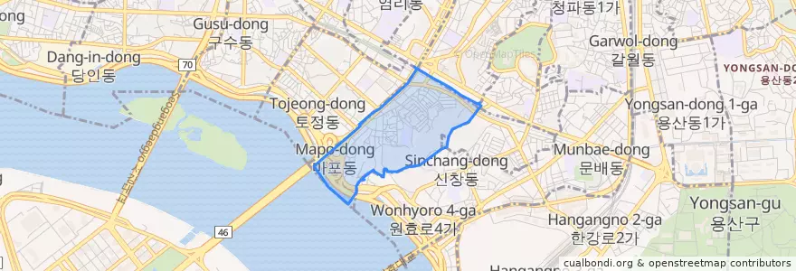 Mapa de ubicacion de 도화동.