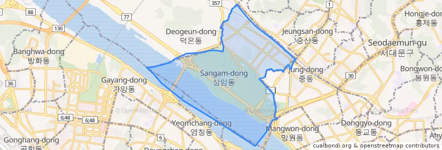 Mapa de ubicacion de 상암동.