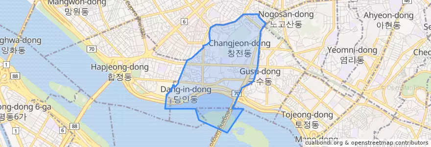 Mapa de ubicacion de 서강동.