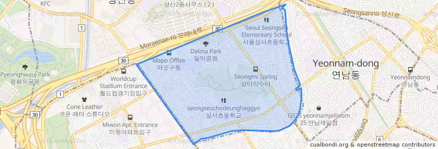 Mapa de ubicacion de 성산1동.